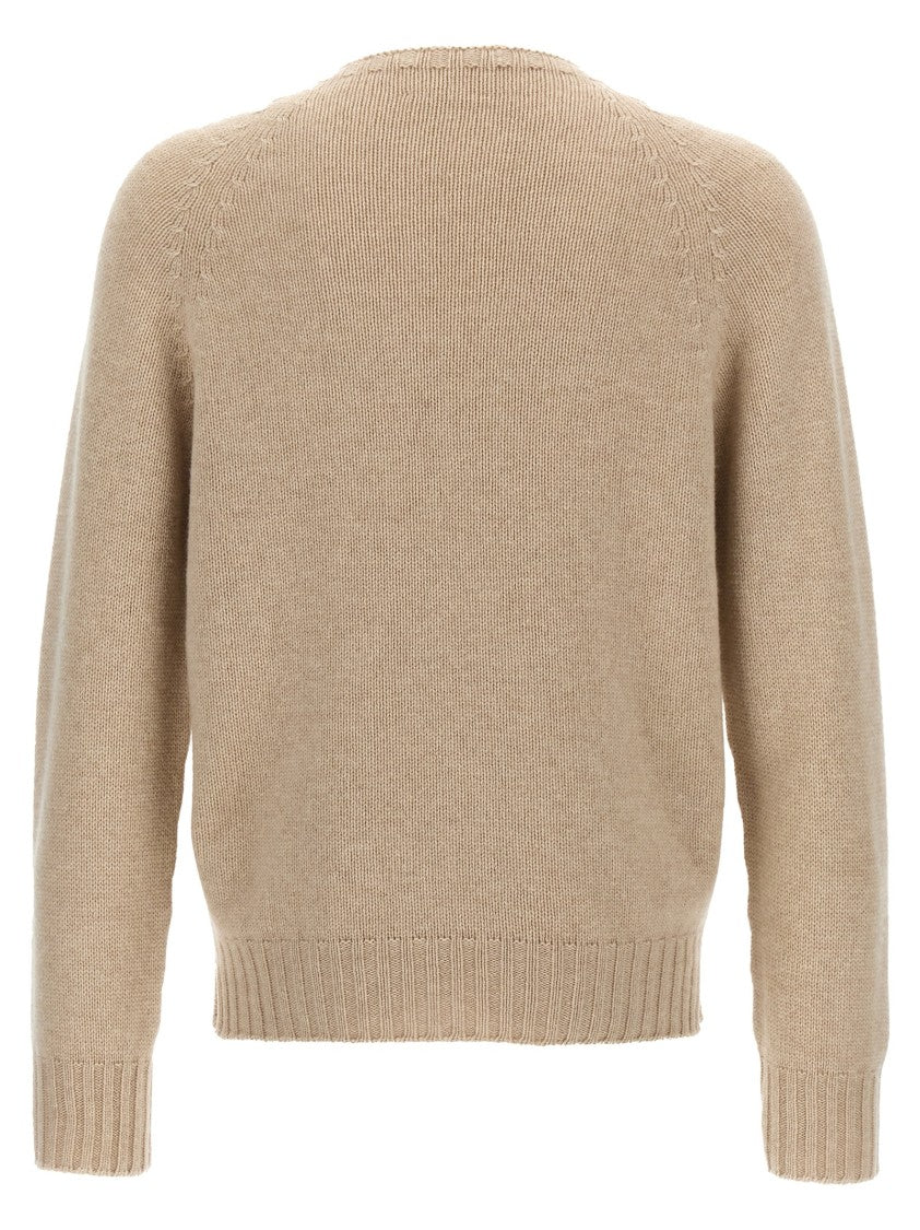 Ma'ry'ya Textured Knit Crew-Neck Sweater With Side Slits