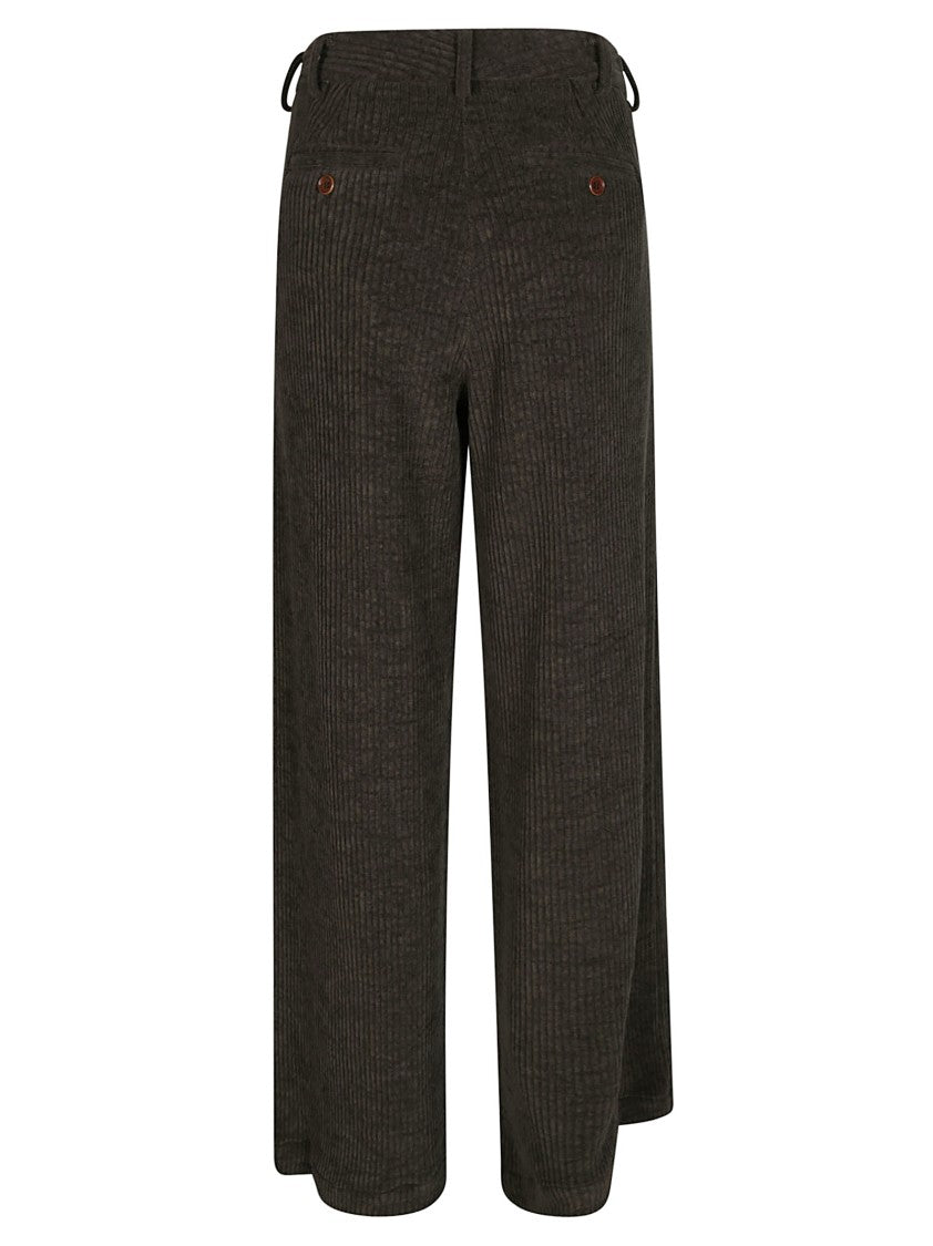Jejia Ribbed Velvet Front Pleat Wide-Leg Pants
