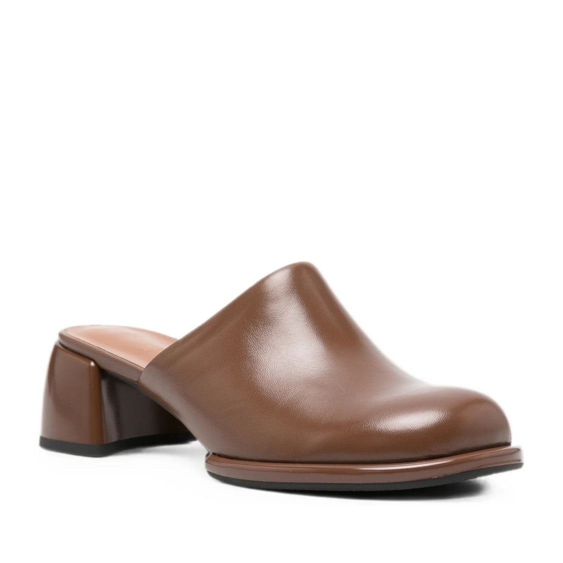 Adrianna Feretti Brown Mid-Heel Seamless Leather Mules