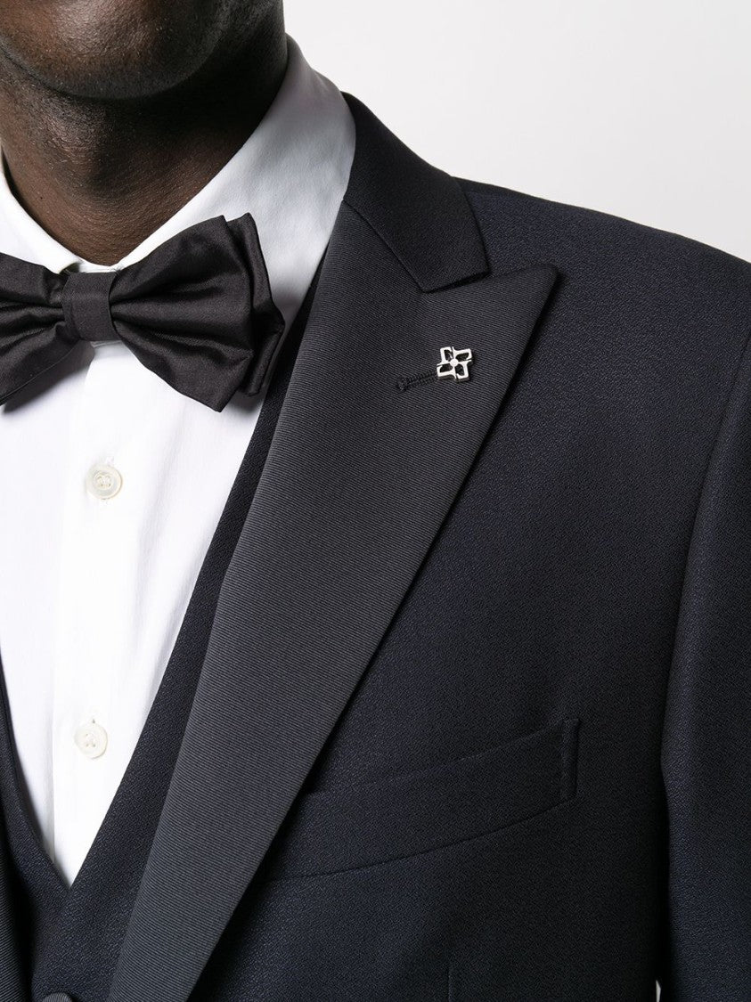 Tagliatore Three-Piece Tailored Suit With Silk-Effect Lapels