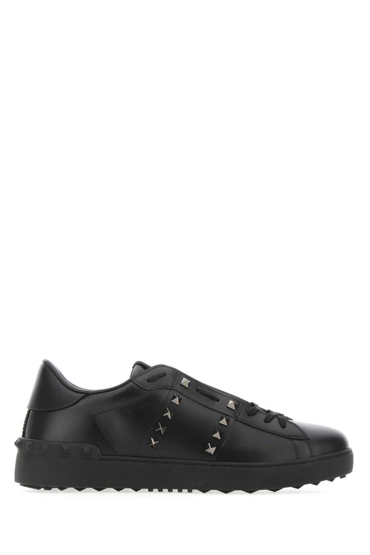 Valentino Garavani Black Leather Rockstud Untitled Sneakers