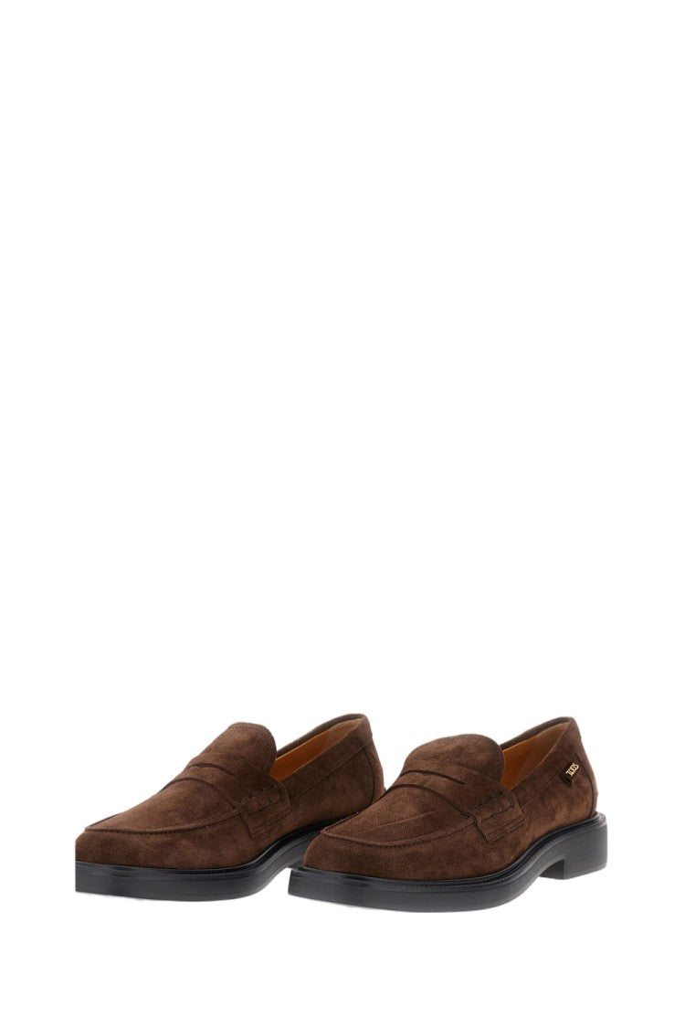 Tod's Rich Brown Suede Moccasin With Stitched Vamp