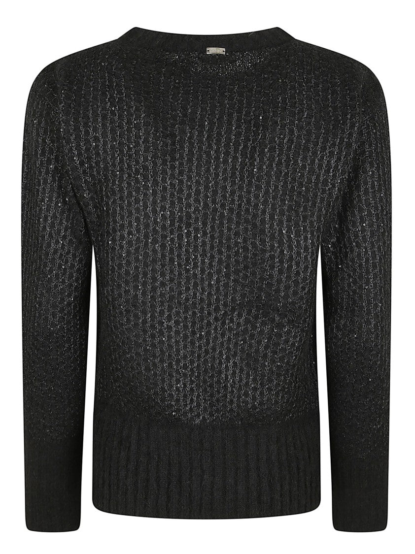 Herno Double Sequin-Effect Knit Sweater With Crew Neck And Ribbed Edges