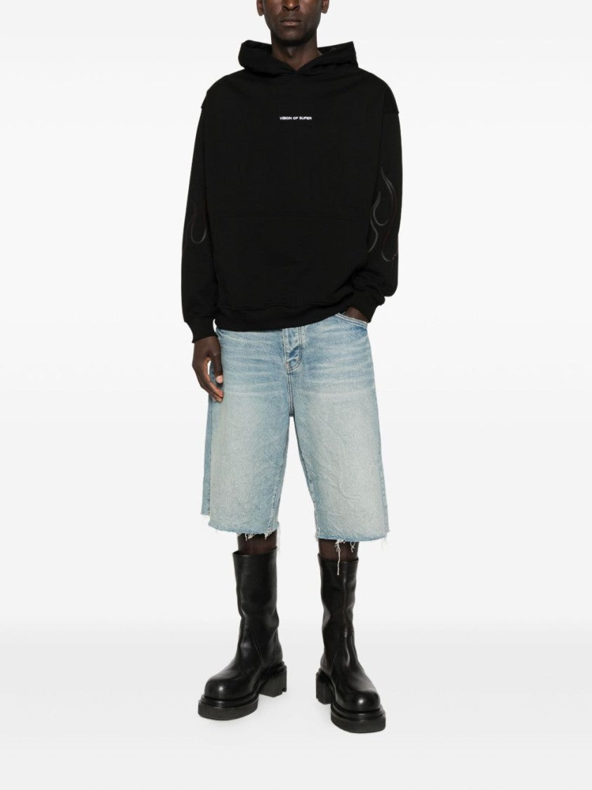 Vision Of Super Maglie Nero Sweatshirt With Flame Graphics