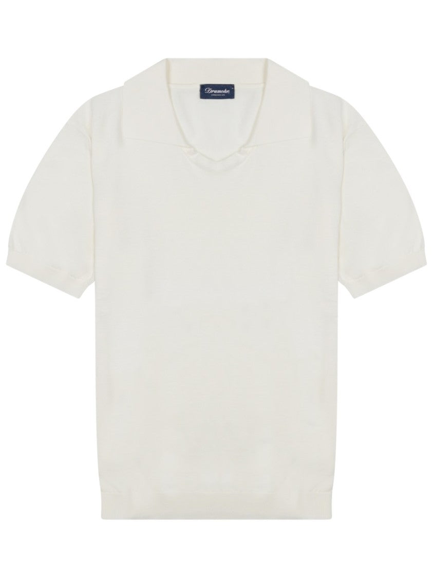 Drumohr Minimalist White Polo With Classic Collar