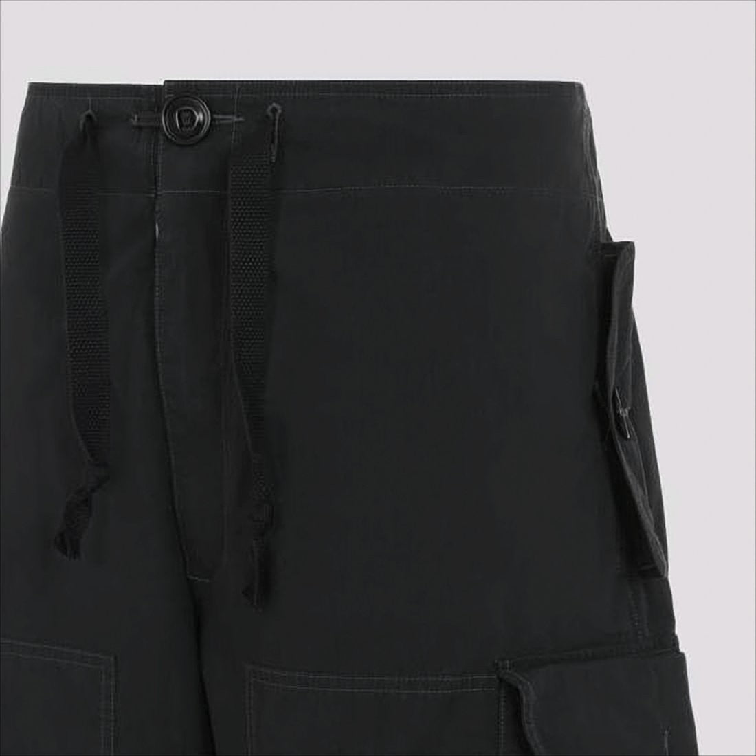 Maison Margiela Relaxed Fit Black Cargo Pants With Adjustable Drawstrings