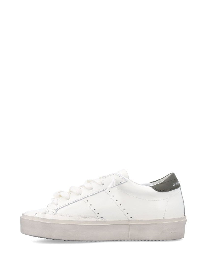 Golden Goose Branded White Leather Sneakers With Contrasting Heel