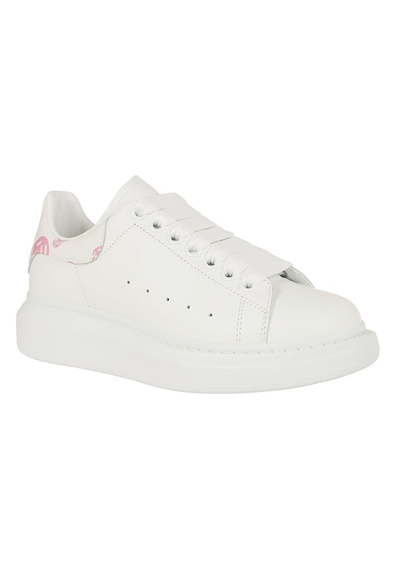 Alexander Mcqueen Oversized White Calfskin Pink Skull Sneakers