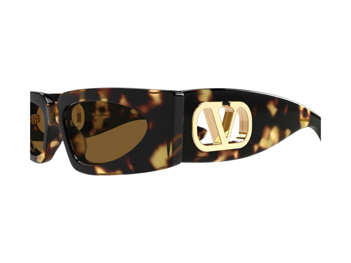 Valentino Gold Vg0001s Tortoiseshell Oversized Rectangular Sunglasses