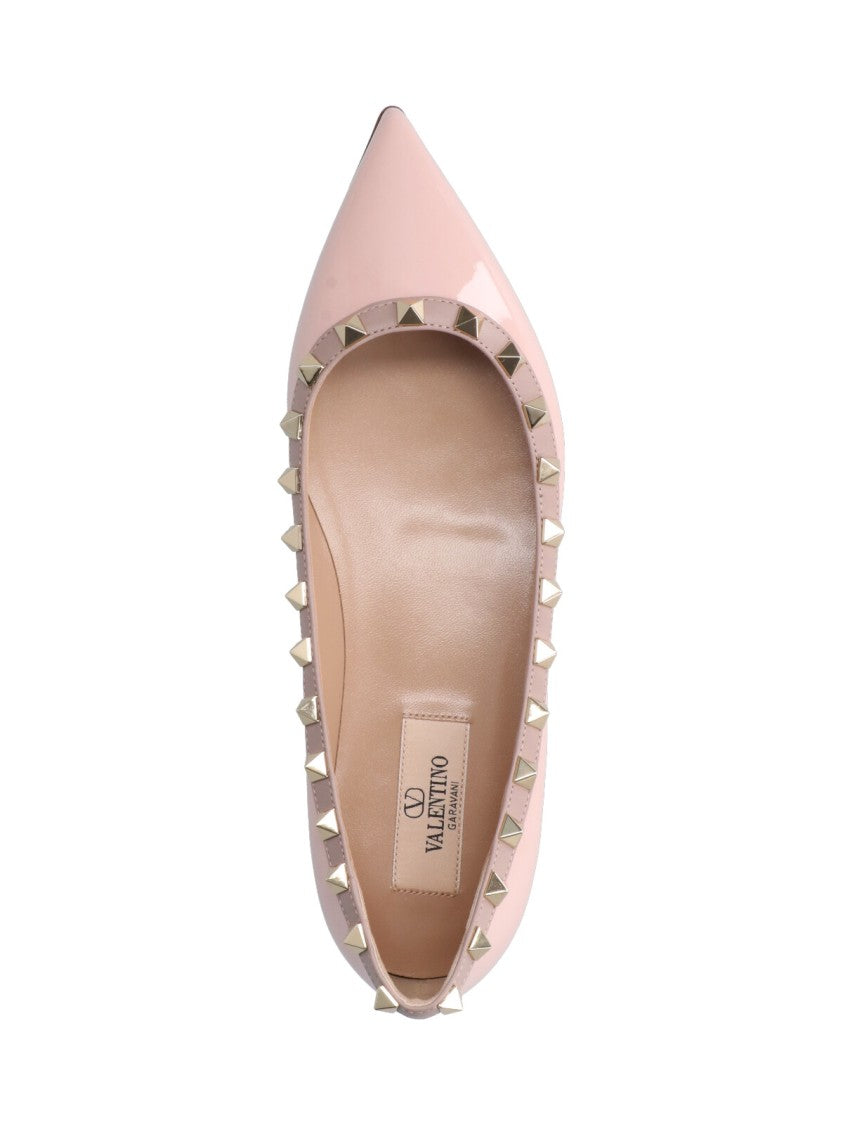 Valentino Garavani Pointed Toe Flats With Metallic Pyramid Studs
