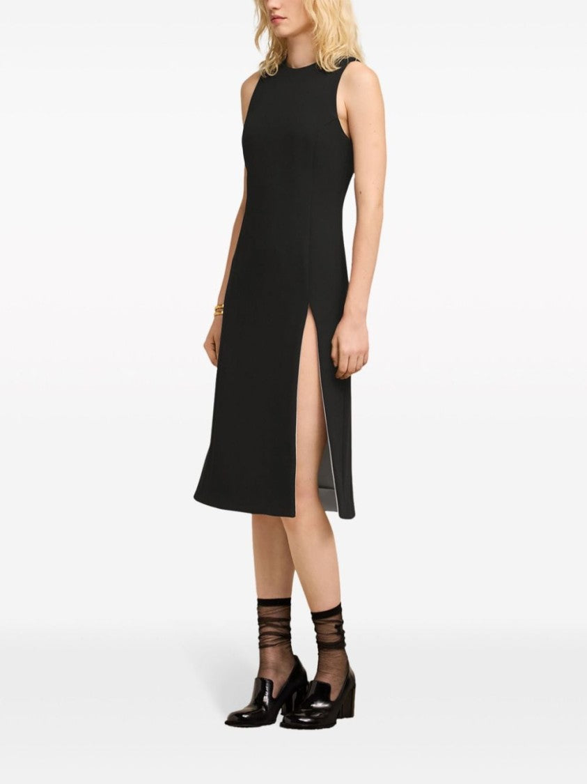 Ami Paris Black Virgin Wool Midi Dress