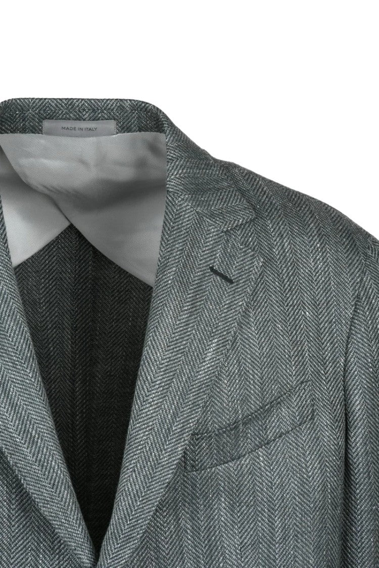Corneliani Jacket Wool Silk Linen - Sage Green