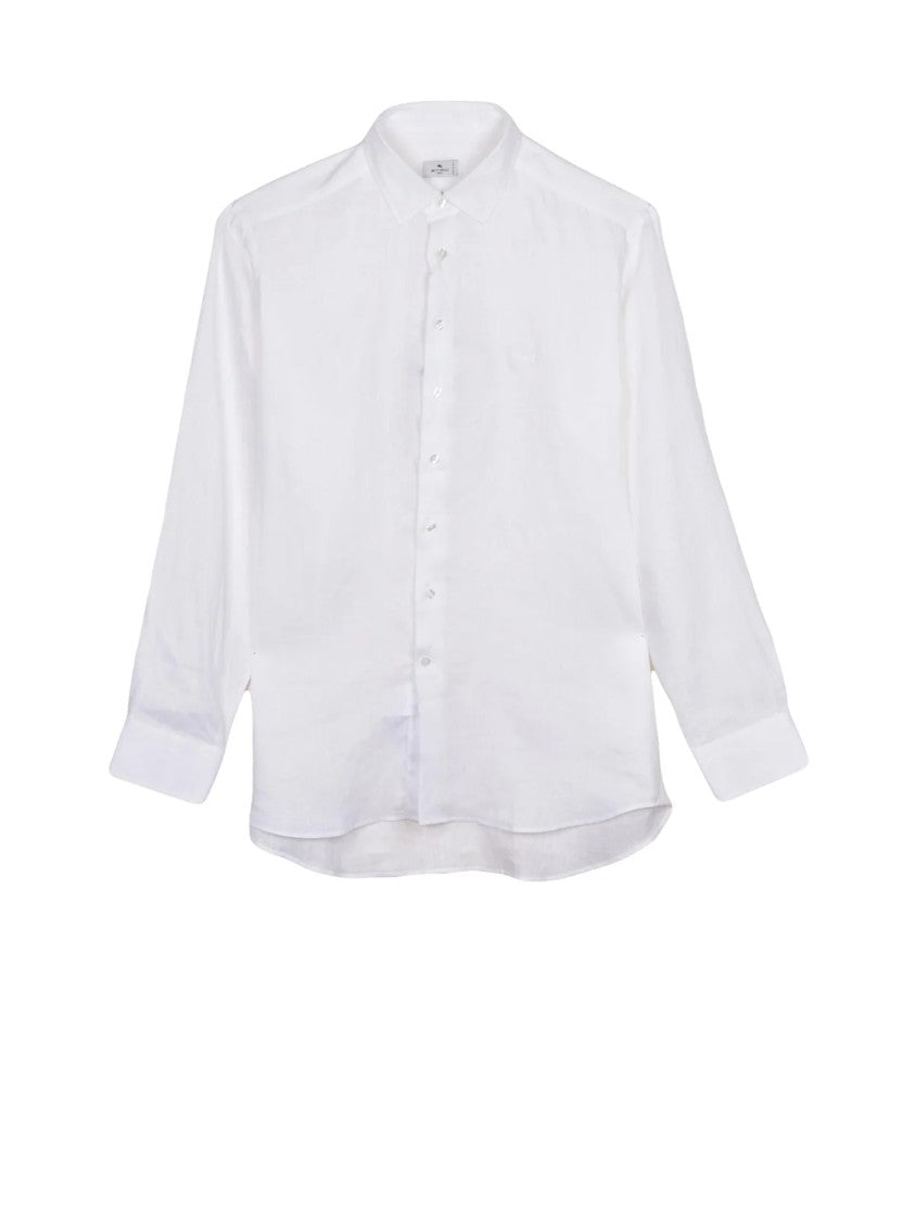 Etro White Linen Shirt With Brushed Finish