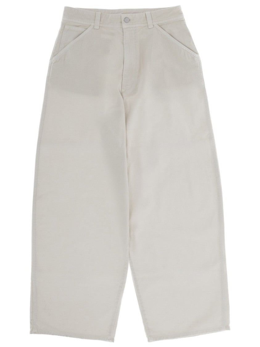 Lemaire White Cotton High-Waist Wide-Leg Pants