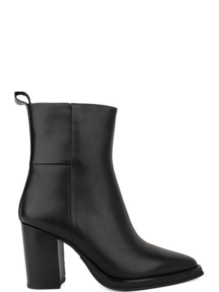 Sergio Moretti Black Low Heel Minimalist Leather Ankle Boots