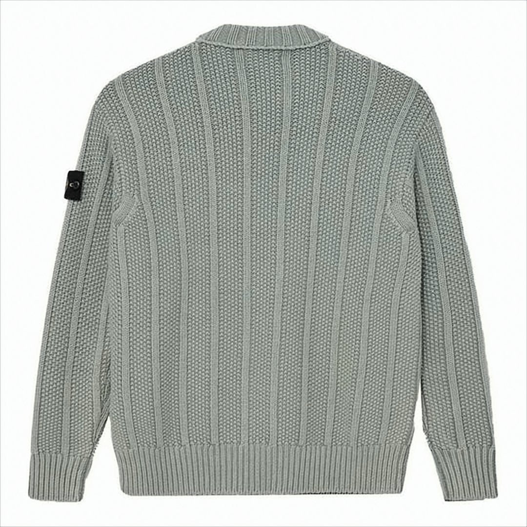Stone Island Textured Grey Wool Knit Sweater