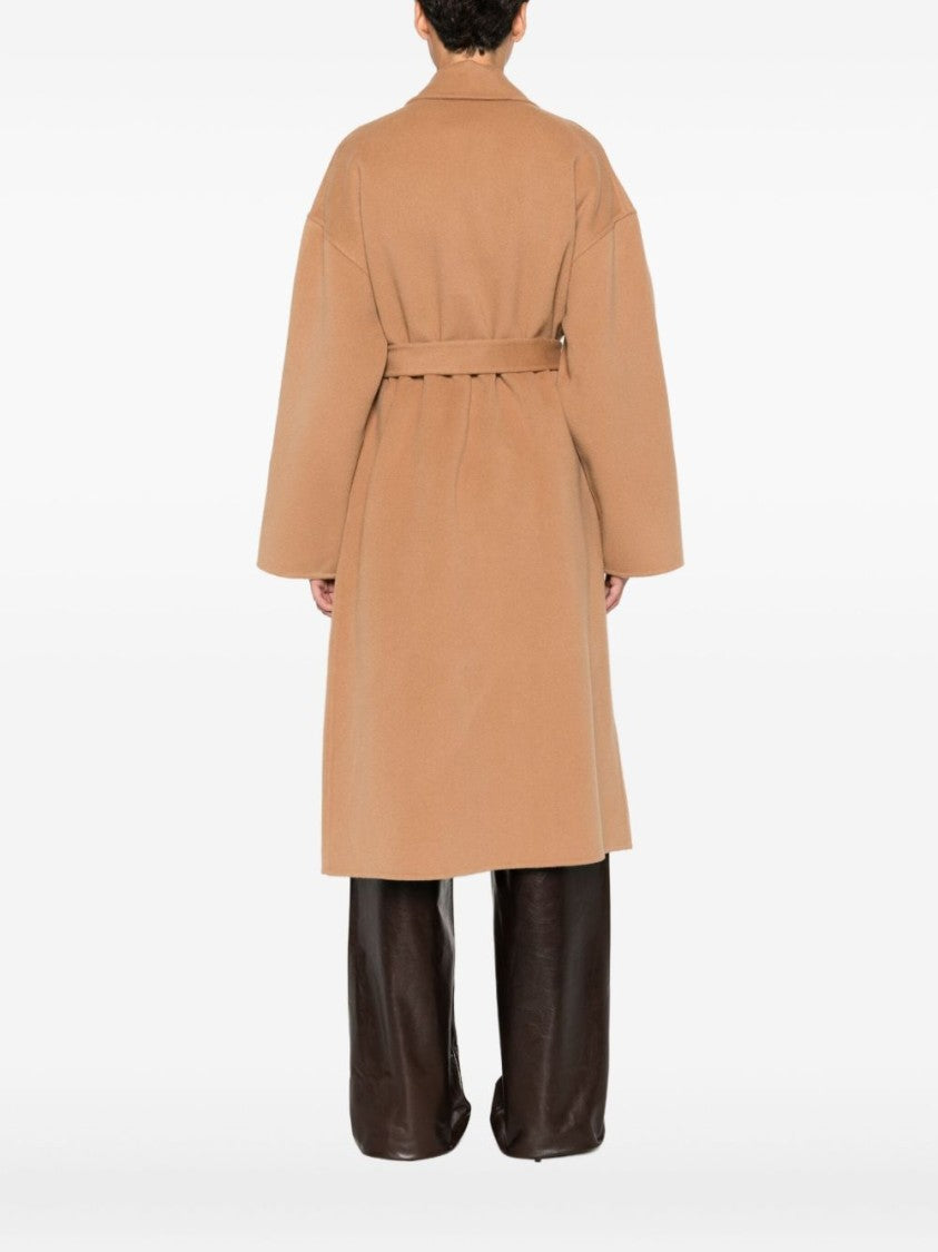 Semi Couture Belted Camel Wool Long Coat