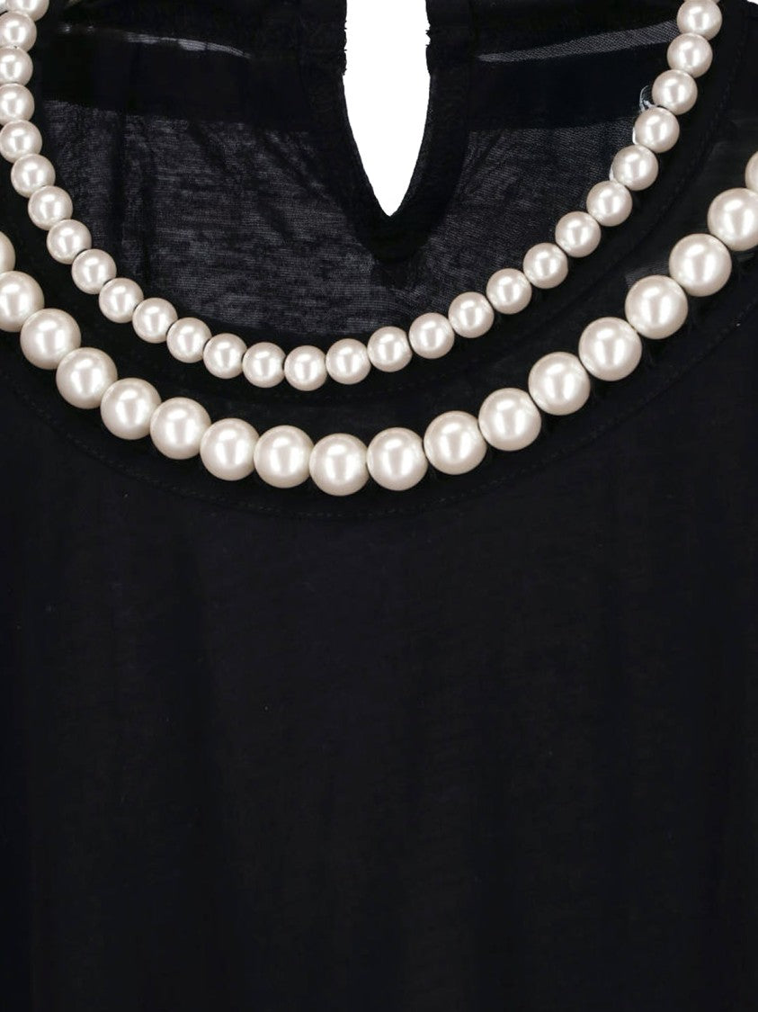Junya Watanabe Black Pearl Embellished Cotton Top