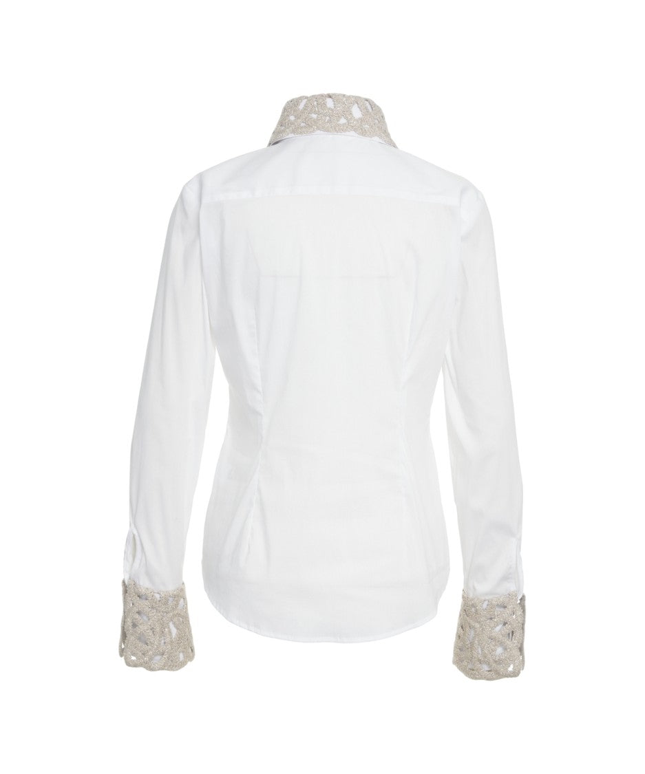 Himon's Intricate Embroidered Blouse With Classic Button-Down Design