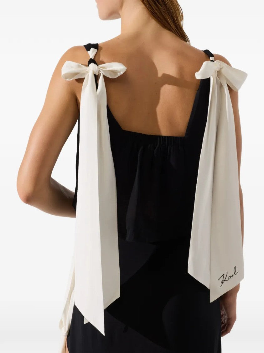 Karl Lagerfeld Cropped Black Top With Square Neckline