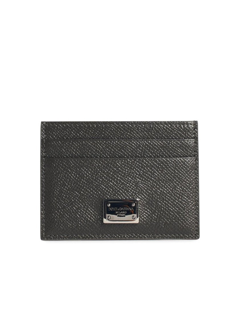 Dolce & Gabbana Dove Grey Leather Card Holder
