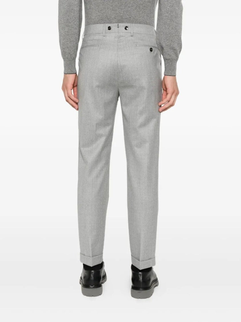 Berwich Light Grey Relaxed Fit Wool Pants