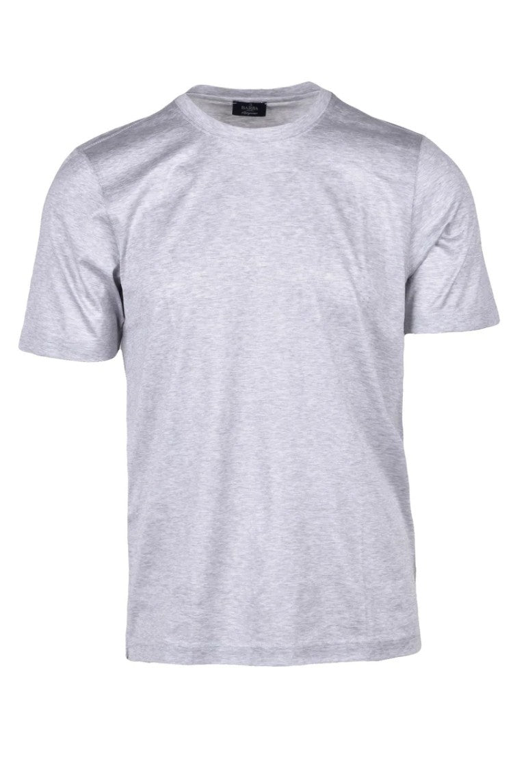 Barba Napoli Grey Cotton Crew Neck T-Shirt
