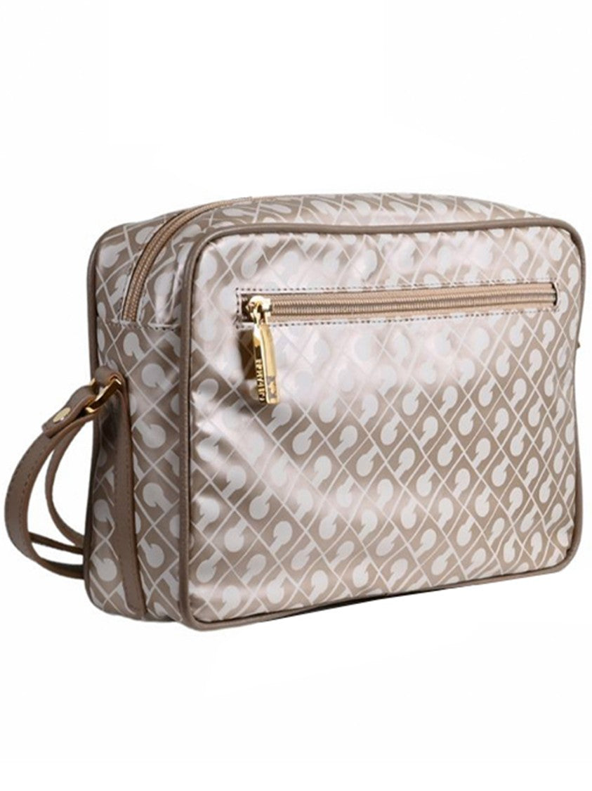 Gherardini Beige/Cream Monogram Leather Crossbody Camera Bag