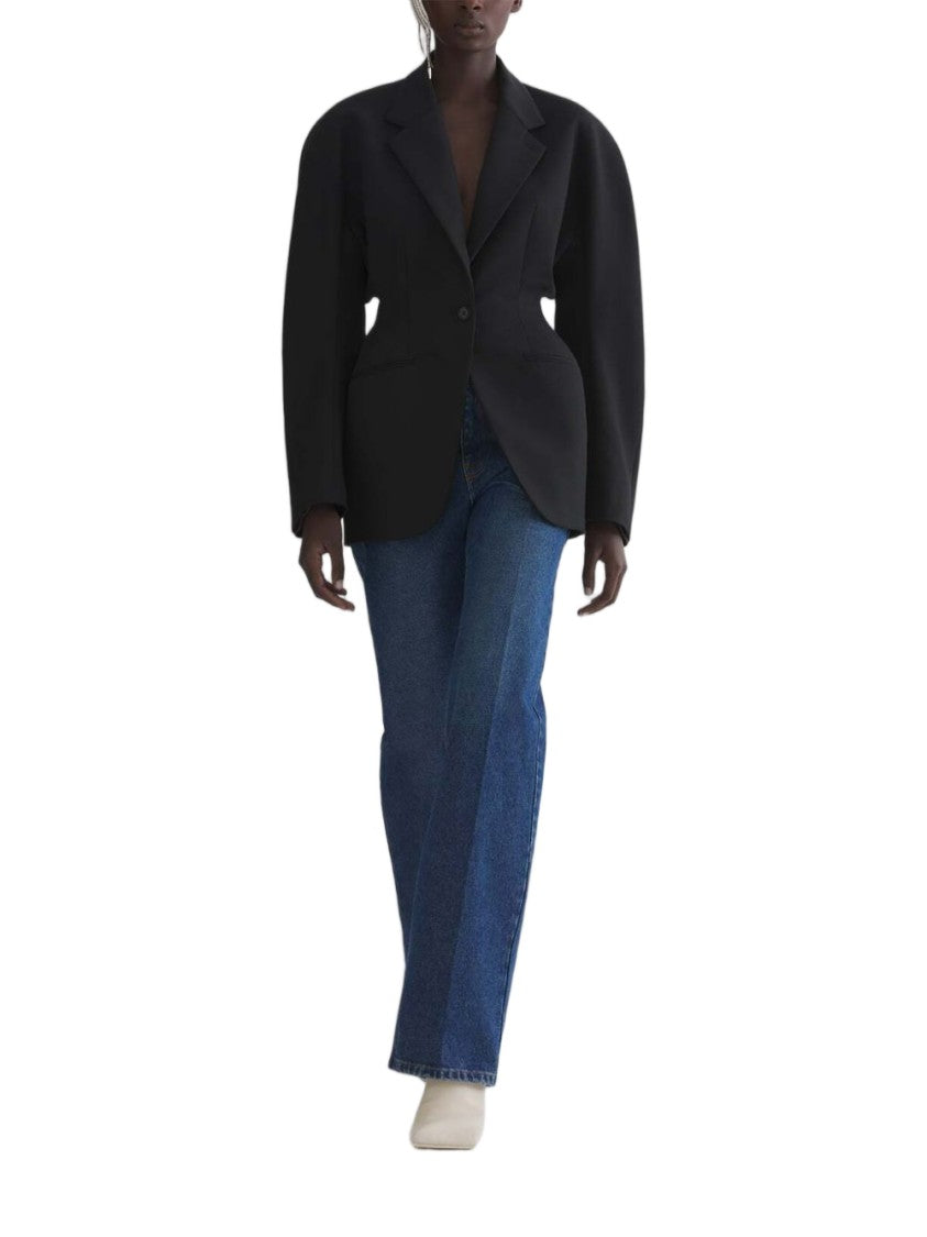 Mugler Black Oversized Sleeves Structured Jacket