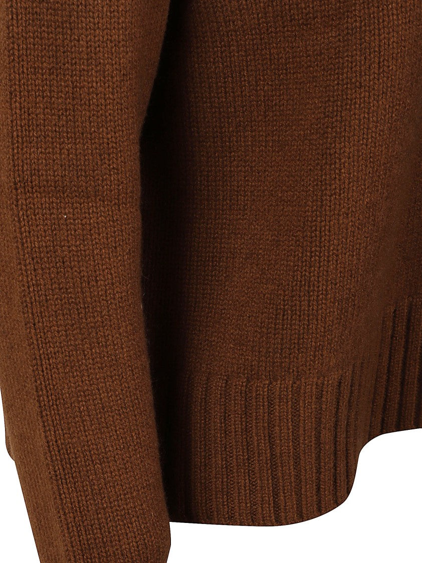 Be You Ribbed Brown Turtleneck Sweater With Cropped And Relaxed Fit