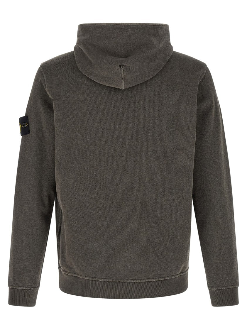 Stone Island Light Malfilé Cotton Hoodie With Flamed Effect