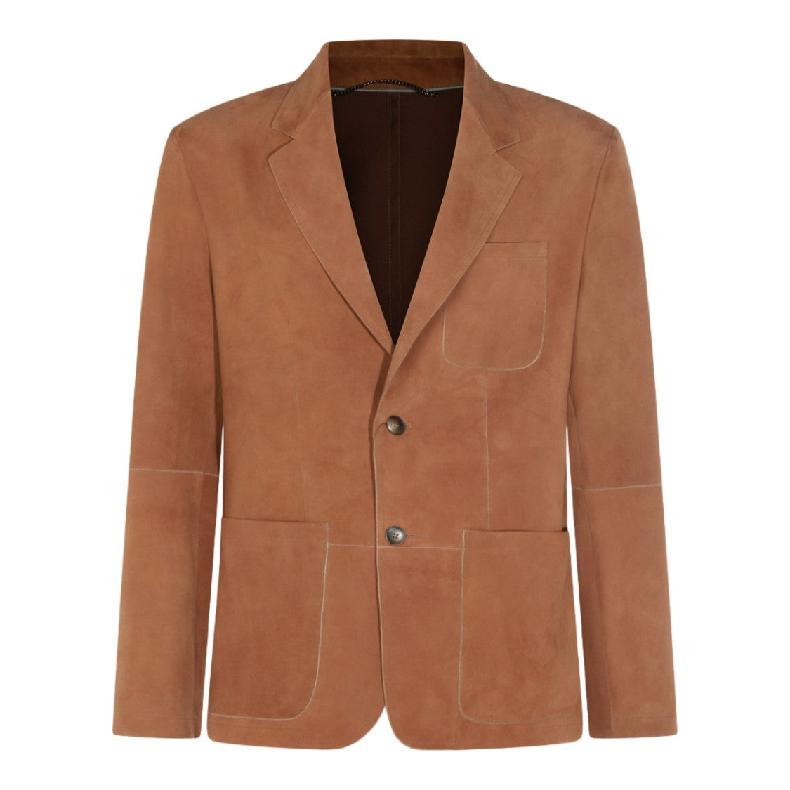 Canali Brown Suede Jacket With Tailored Fit And Notched Lapel