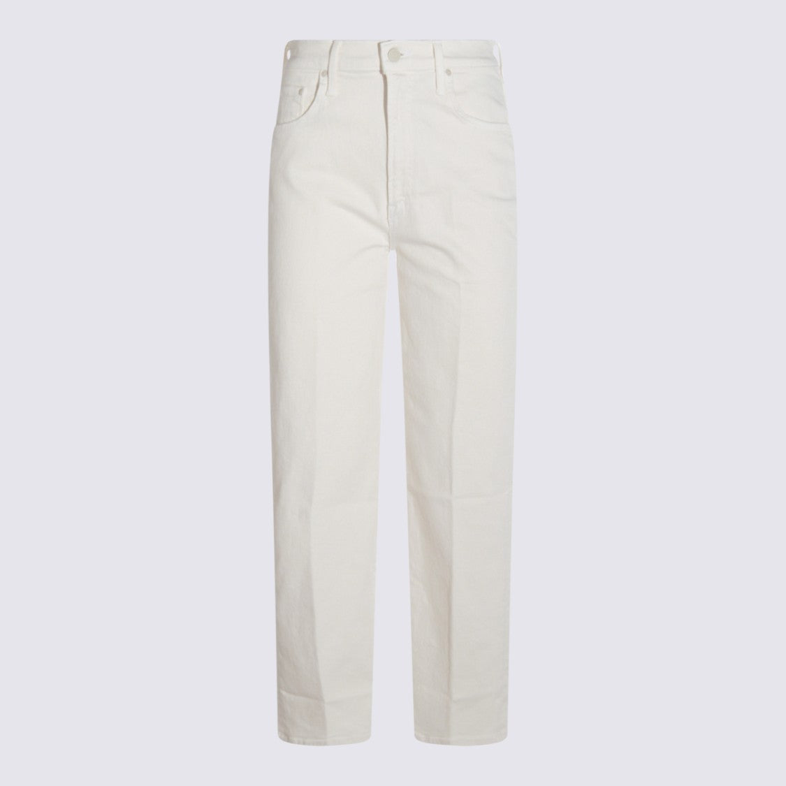 Mother High-Waisted White Cotton Jeans With Functional Pockets