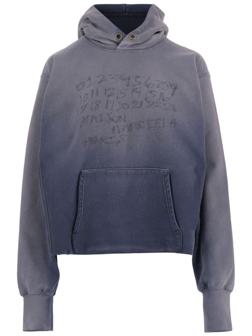 Maison Margiela Light Gray Logo Hooded Cotton Sweatshirt