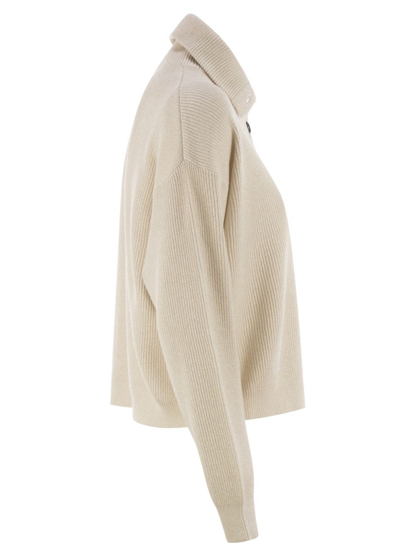Brunello Cucinelli Cotton And Viscose Rib Knit High Collar