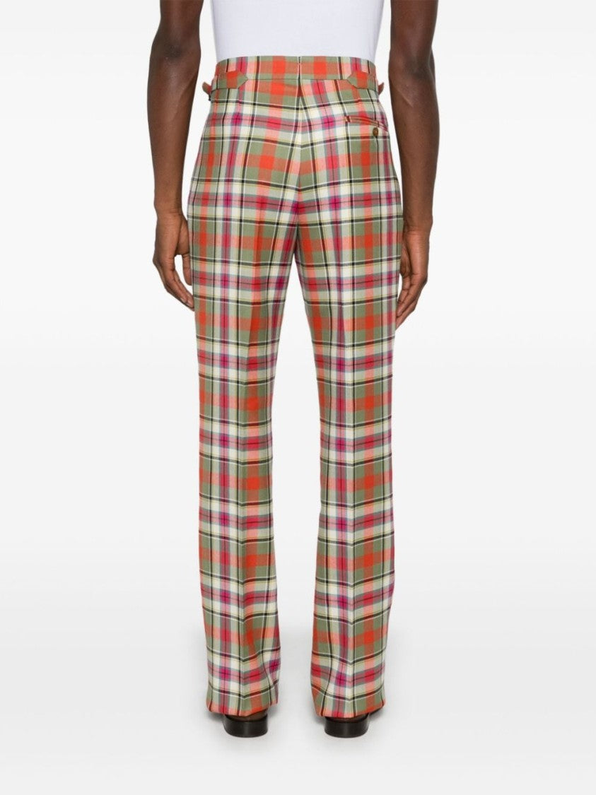 Vivienne Westwood Full-Length Trousers In Light Red Tartan Wool