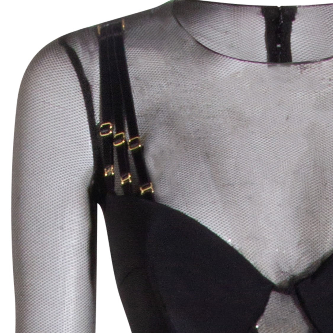 Elisabetta Franchi Micro-Mesh Textured Black Jumpsuit