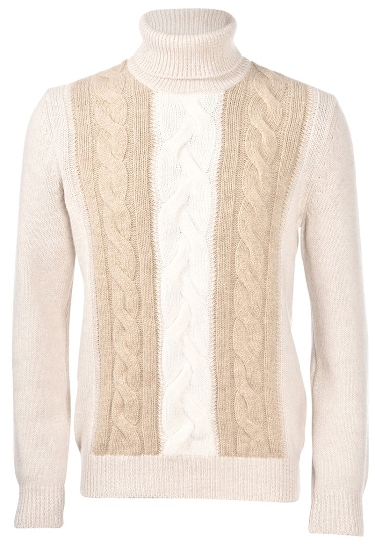 Gran Sasso High Neck Cable Knit Sweater