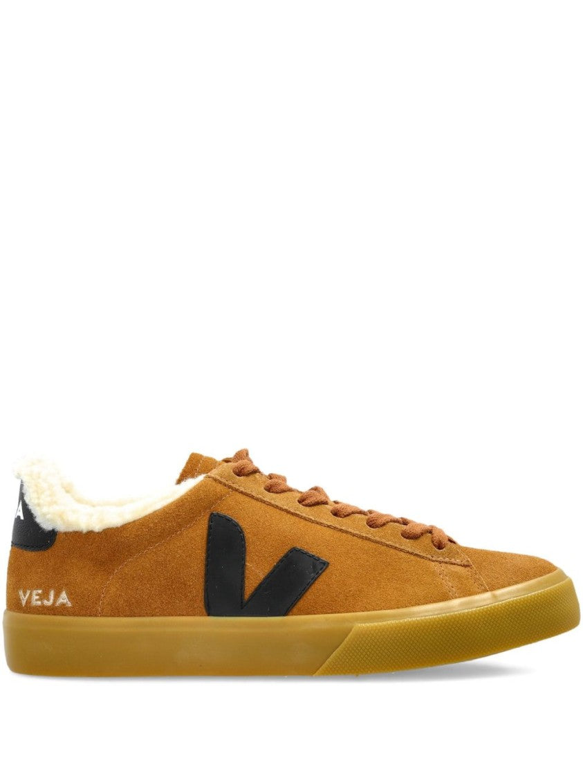 Veja Beige Suede Low-Top Sneakers With Contrasting Black Accents