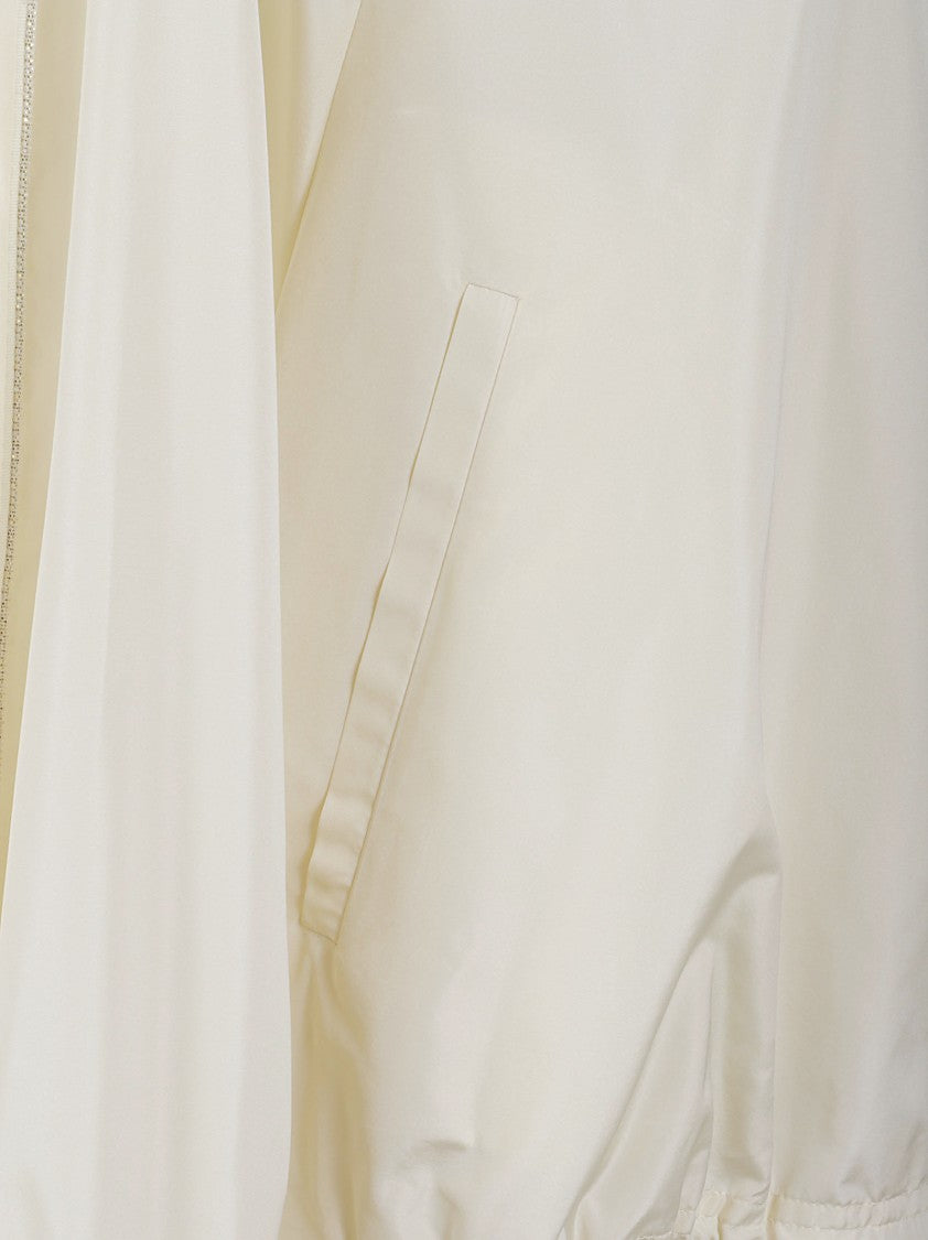 Fabiana Filippi Cropped White Coat With Minimalist Design And Hood