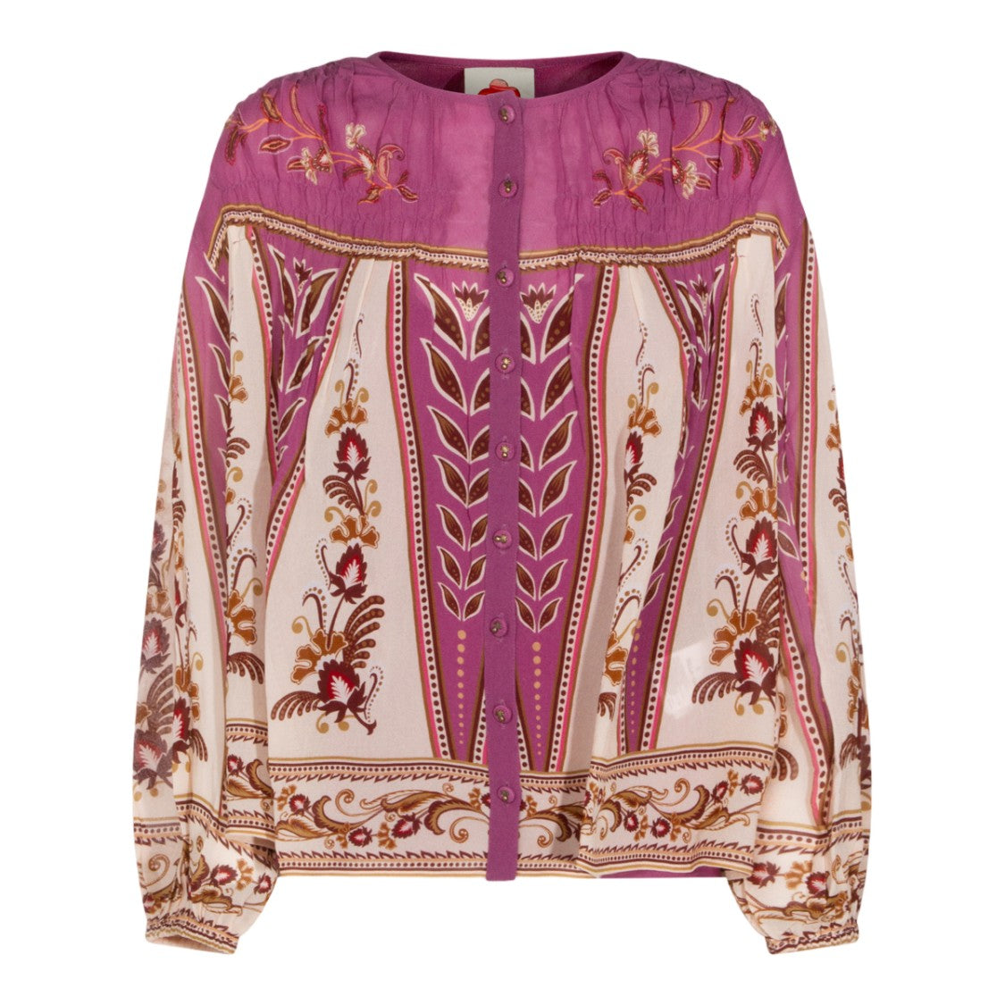 Farm Rio Relaxed-Fit Top With Classic Neckline And Short Sleeves