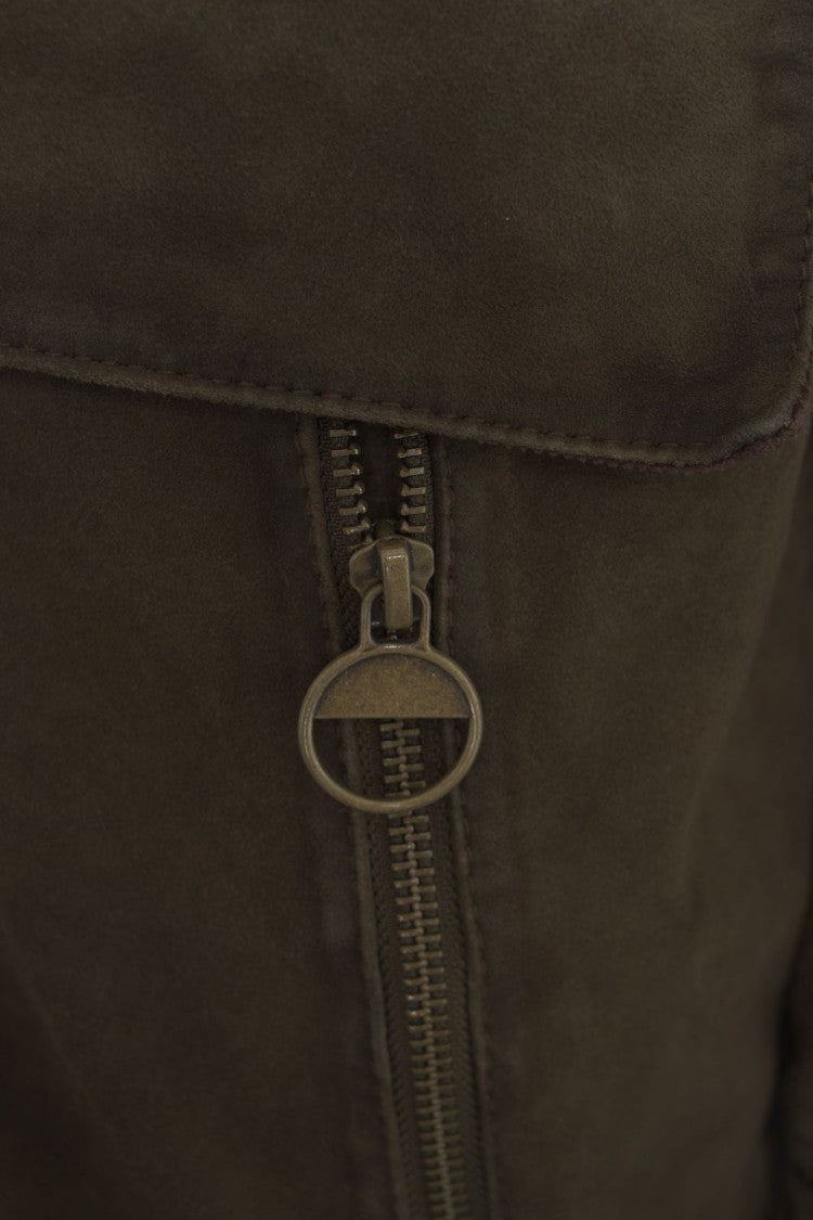 The Jackie Suede Jacket With Classic Corduroy Collar And Button Closure