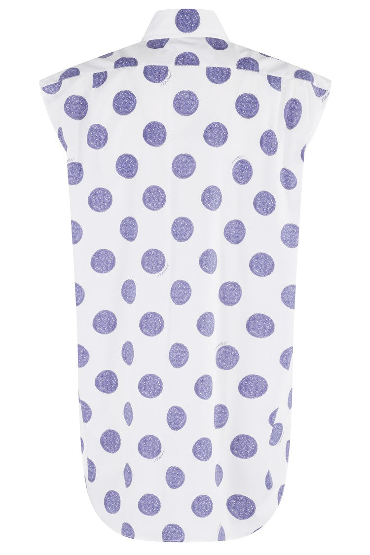 Moschino Sleeveless Cotton Poplin Shirt With Polka Dot Pattern