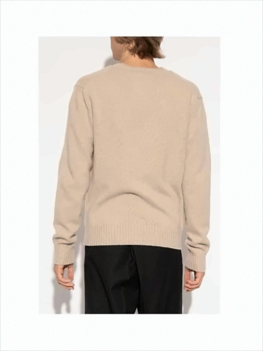 Ami V-Neck Cashmere Blend Sweater With Ribbed Details