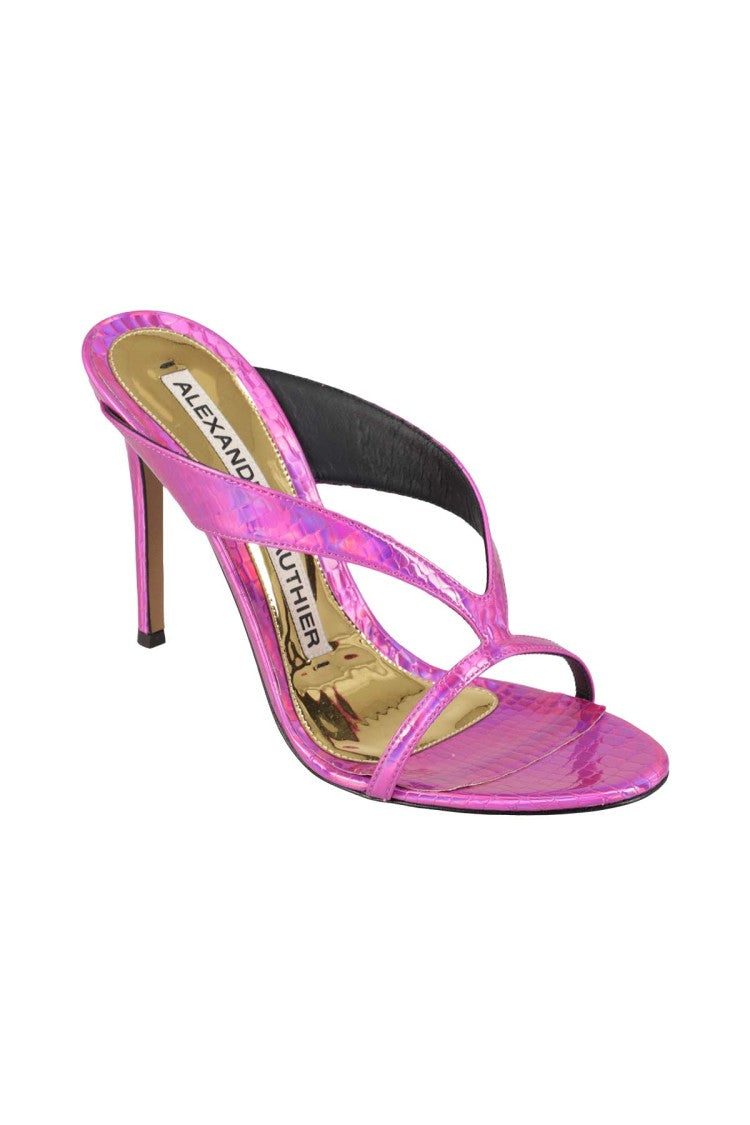 Alexandre Vauthier Round-Toe Stiletto Heels In Metallic Fuchsia Leather