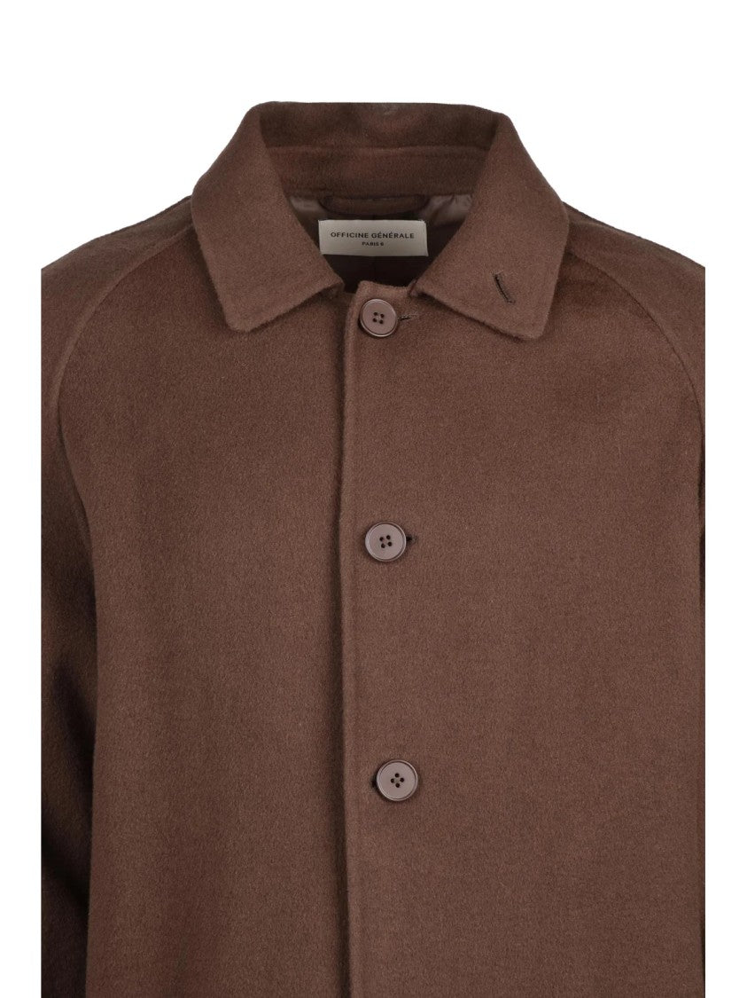 Officine Generale Brown Unlined Wool Coat