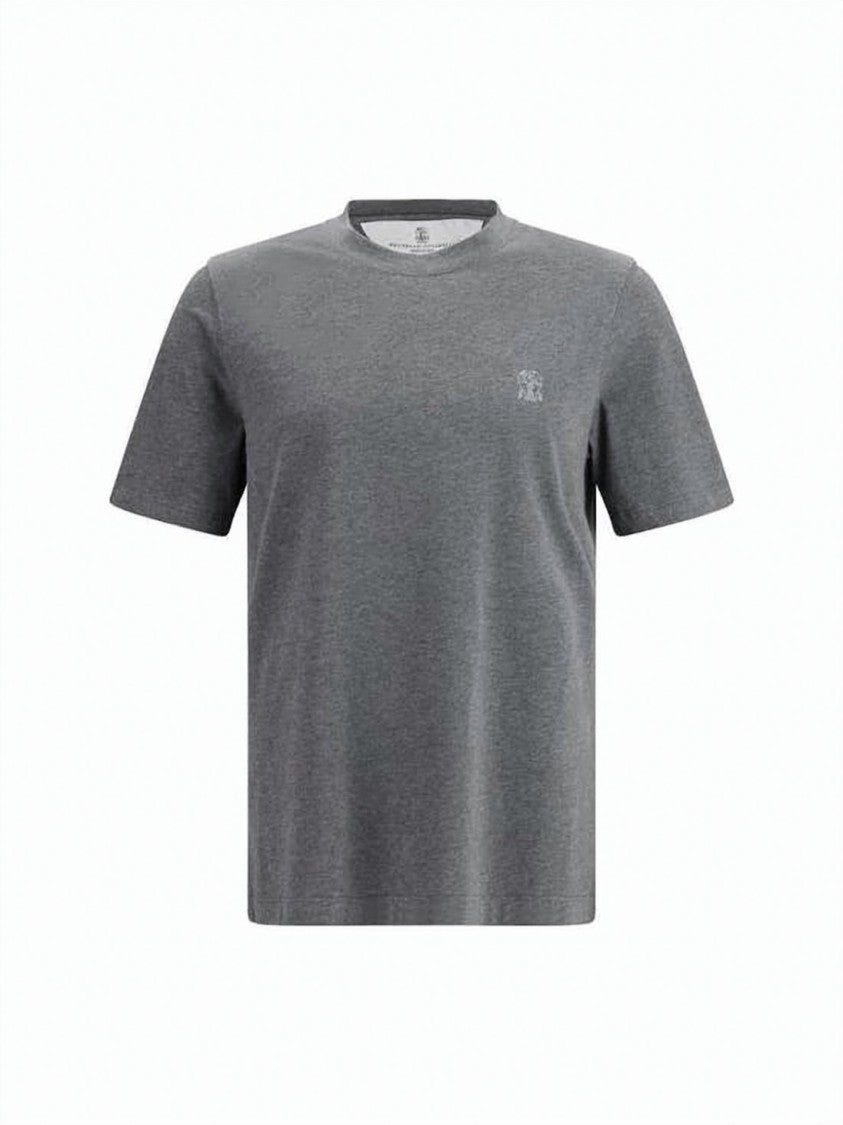 Brunello Cucinelli Cotton Jersey Crew Neck T-Shirt With Subtle Logo Detail