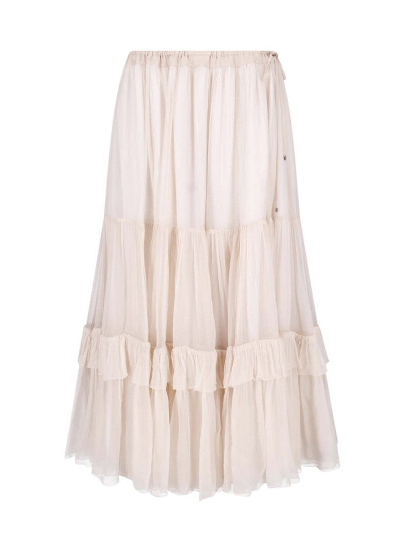 Chloé Pink Tiered Ruffled Silk Muslin Maxi Skirt