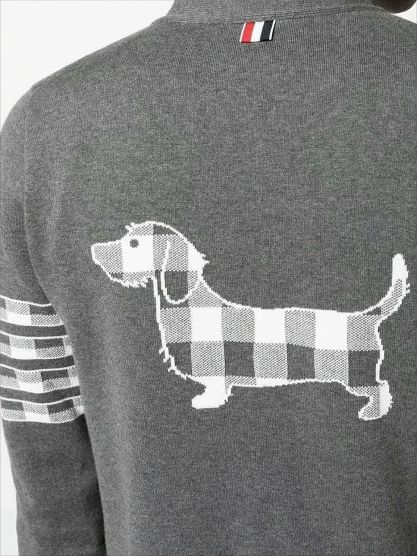 Thom Browne Classic V-Neck Cardigan With Dachshund Graphic