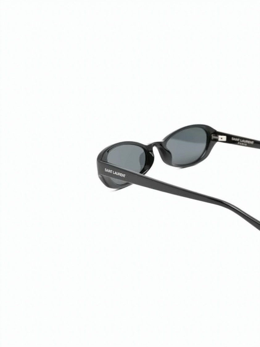 Saint Laurent Narrow Oval Frame Sunglasses With Glossy Acetate Finish